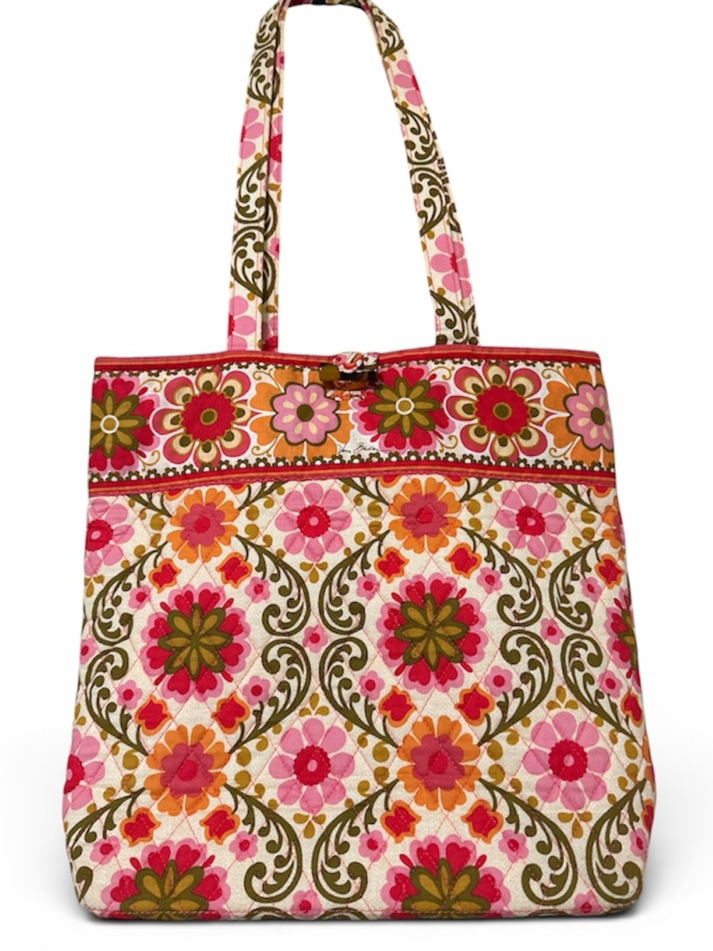 Vera Bradley Tote Purse Quilted Folkloric RETIRED 2011 Two Handle Top Preppy